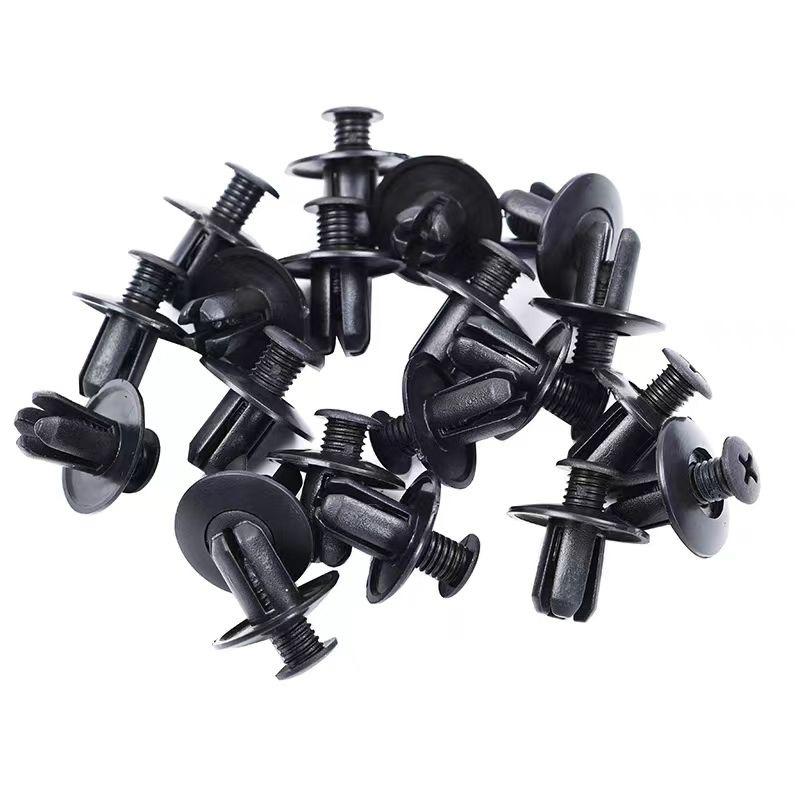 100pcs 8mm Plastic Rivets Fasteners Screw Car Bumper Fender Black Rivet Car Fastener Clips for Toyota Focus Kia Nissan Yamaha