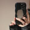 Роскошный чехол для телефона однотонный волнистый с металлическим держателем для iPhone 17 16 15 14 11 Pro Max Plus, мягкий силикон, противоударный чехол