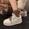 Cowhide Version~ Leather Board Shoes Women's New Autumn and Winter Retro Sports and Leisure Shoes Versatile Warm Little White Shoes
