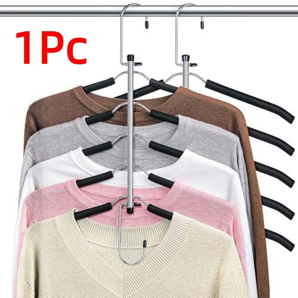 5 in 1 Multi-Layer Hanger Heavy-Duty Closet Organizer Hanging Closet Hanger Bedroom