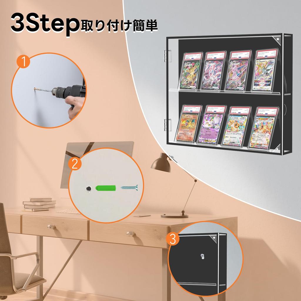 MuGaoDee Загрузчик карт Чехол для торговых карт Настенный витринный шкаф для карт Акриловый кейс для хранения PSA с защитой от УФ-лучей Магнитный загрузчик Винтовой загрузчик для торговых карт