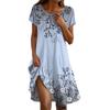 Short Sleeve Boho Dress For Women Casual Loose Fit Summer Sundress Floral Print Dress With Pockets