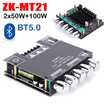 12В 24В Цифровая плата усилителя мощности сабвуфера ZK MT21 100Вт 2.1 канал AUX Аудио Стерео Bluetooth-совместимый 5.0 Усилитель басов
