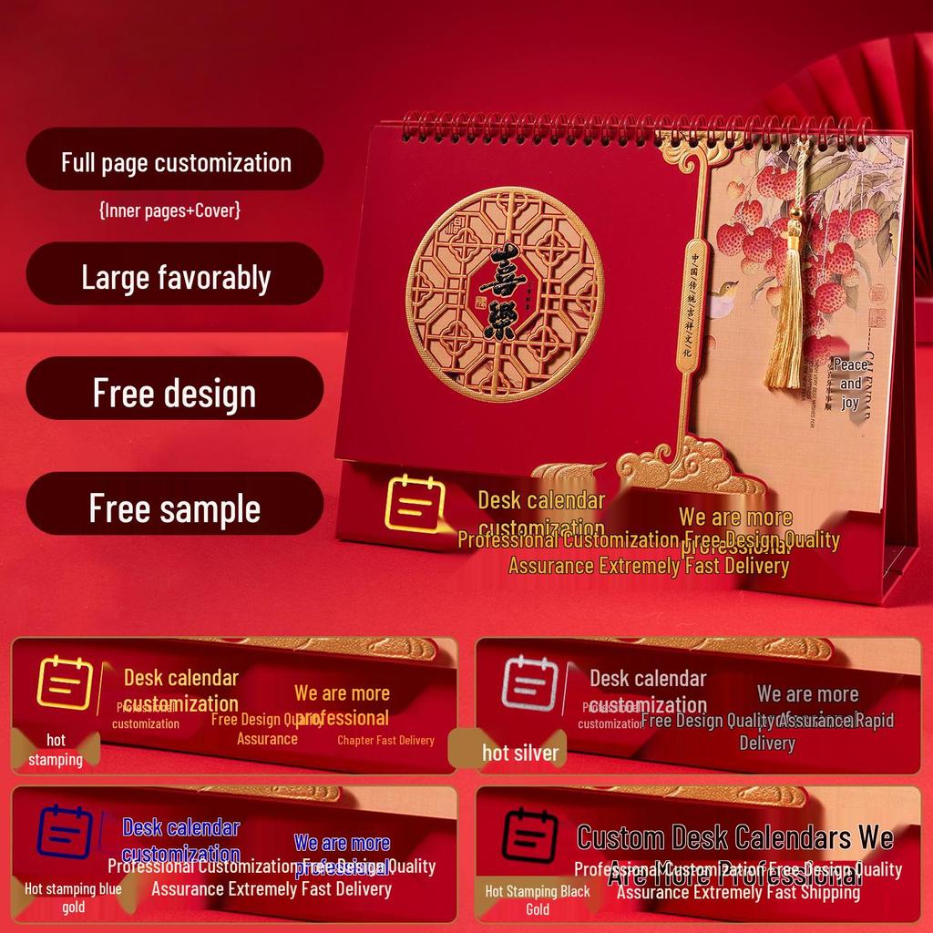 2026 Year of the Horse Chinese Style Custom Table Calendar with Pictures - Creative Desktop Ornament & Office Hollowed-Out Design