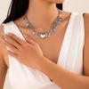 Bowknot Heart Pendant Necklace Y2k Sweet Choker Fashion Metal Necklace  Women