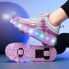 Children's Fashion Wear-resistant Rechargeable Double Row Two Wheel Pulleys Violent Walking Shoes Lighting Lights Sports Shoes Board Shoes