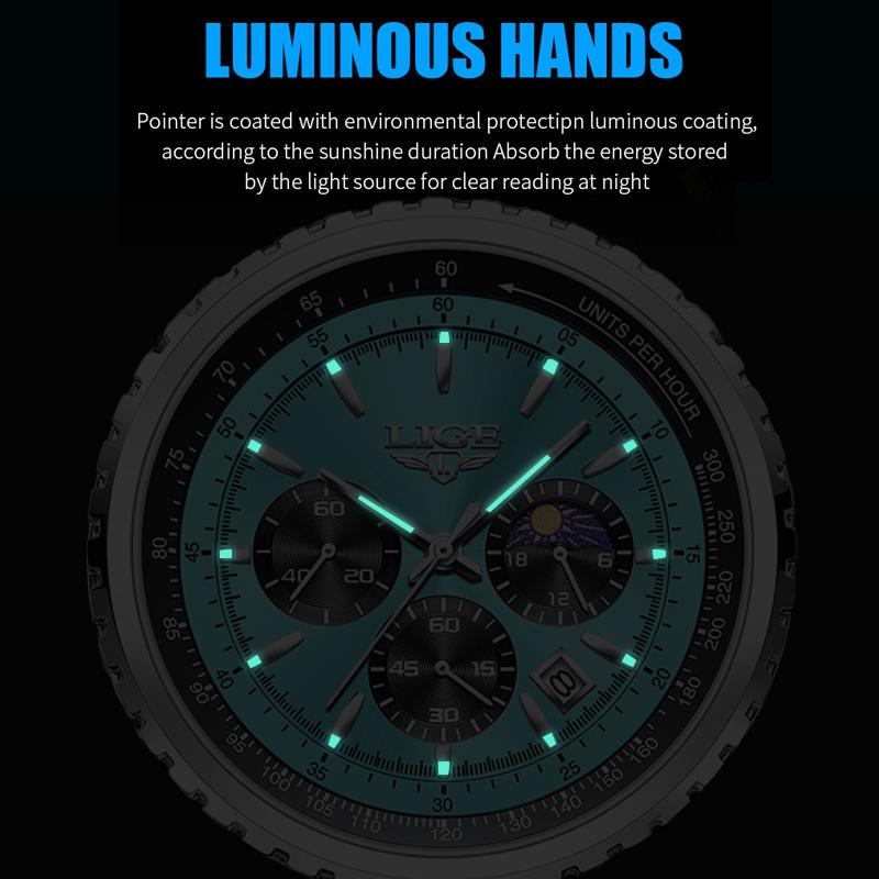 Luxury Lige Top 2023 Brand New Men Watch Quartz Man Watches Waterproof Luminous Watch For Men Date Chronograph Sport Wristwatch
