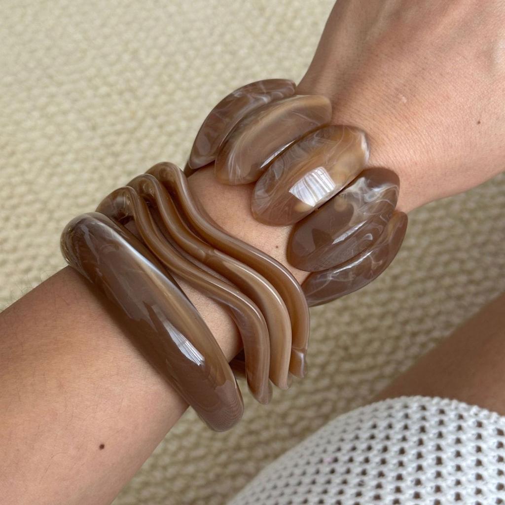 Панк Коричневый Кофе Смола Акриловые Браслеты Хип-Хоп Неправильные K-pop Геометрические Широкие Браслеты Для Женщин Браслет Пульсеры Ювелирные Изделия