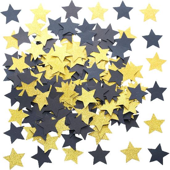 Glitter Five Stars Table Confetti Decor - Black Gold Wild One 1st Birthday Graduation Party Twinkle Stars Sequ Wedding New Years Sprinkles