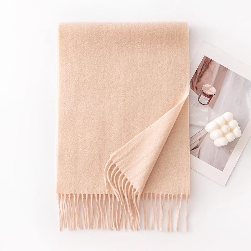 Autumn and Winter New Solid Color Scarf for Women Versatile Neck Scarf Thickened Warm Shawl Simple Tassel