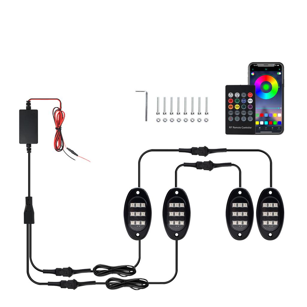 Светодиодная подсветка шасси, окружающий свет салона автомобиля, неоновая подсветка, управление через приложение, музыкальное сопровождение, для пикапа, внедорожника, джипа, внедорожника
