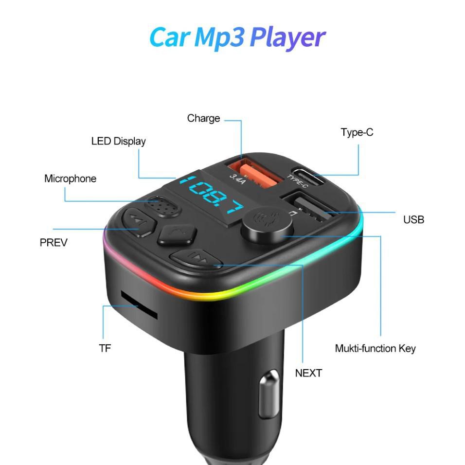 Автомобильный Bluetooth FM-передатчик с MP3, функцией громкой связи, слотом для карты и зарядным устройством 3A