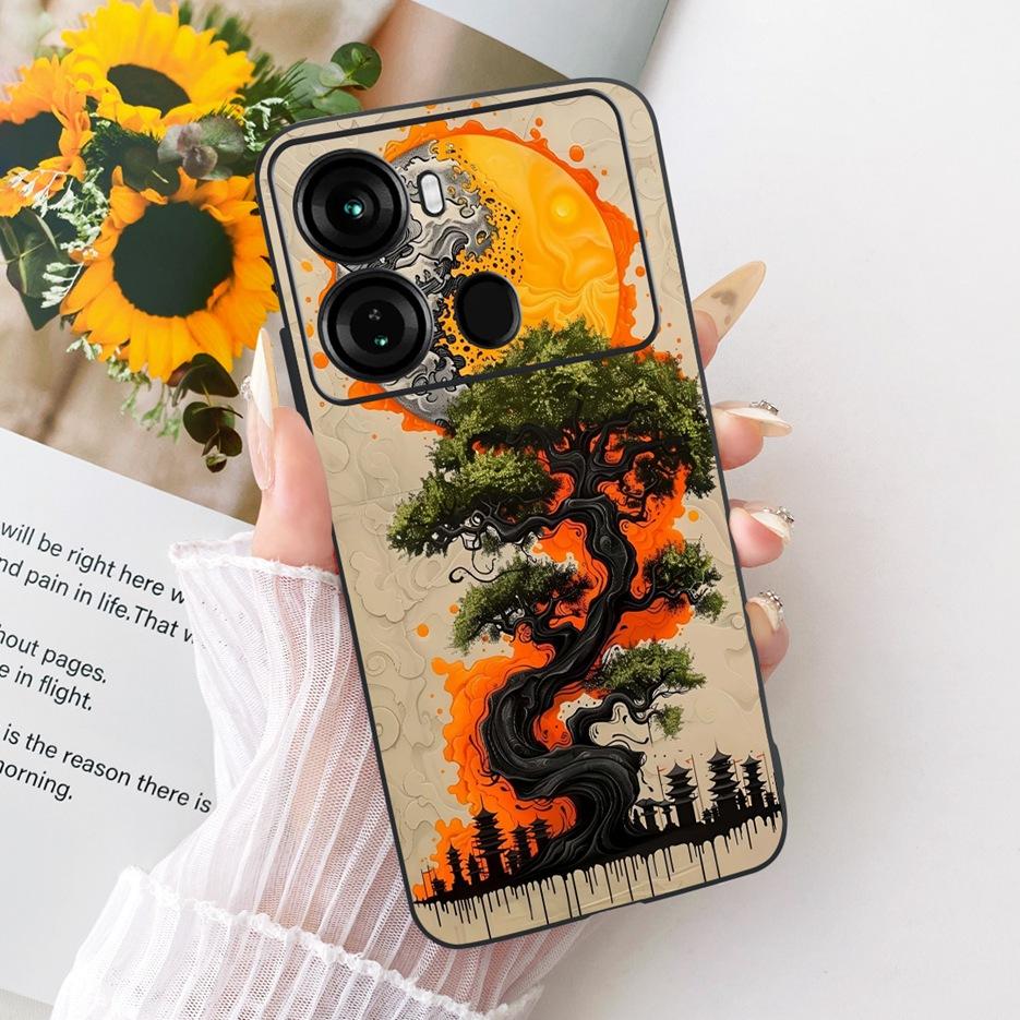 For Itel P40 Plus Case P683L Luxury Butterfly Tree Painted Cover Soft Silicone Phone Case For Itel P40 P662L P 40 ItelP40 + Bags