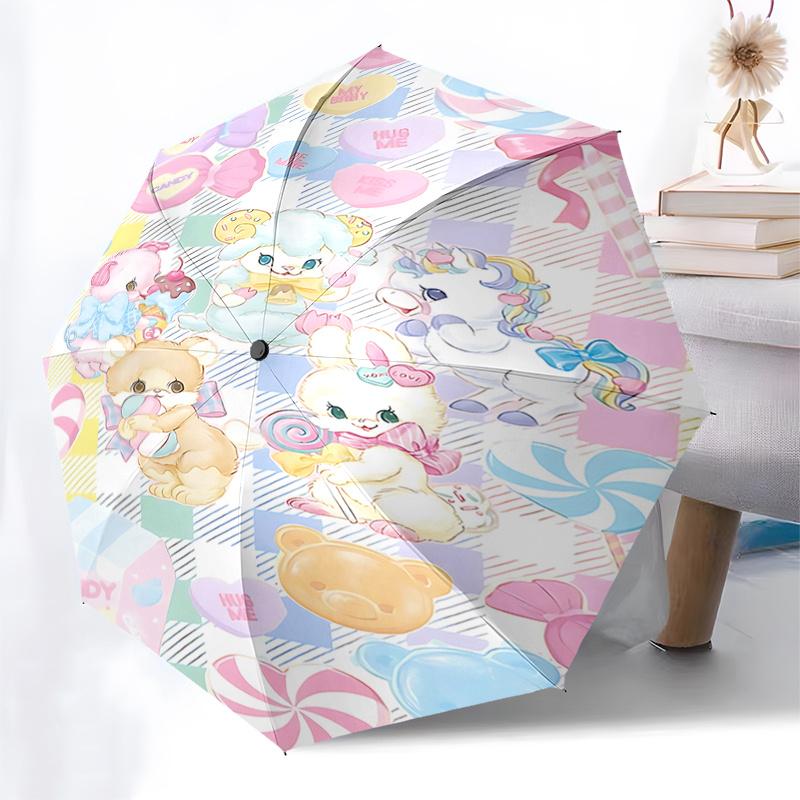 Candyland Cute Animal Rain Umbrella - Automatic Open/Closed, Foldable Design, 8-Rib Iron Frame, Outdoor Use, Festival Gift, Suitable for Fan