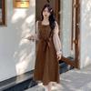 2023 Autumn/Winter Black Corduroy Dress: Slimming, Elegant, Plus-Size, Trendy