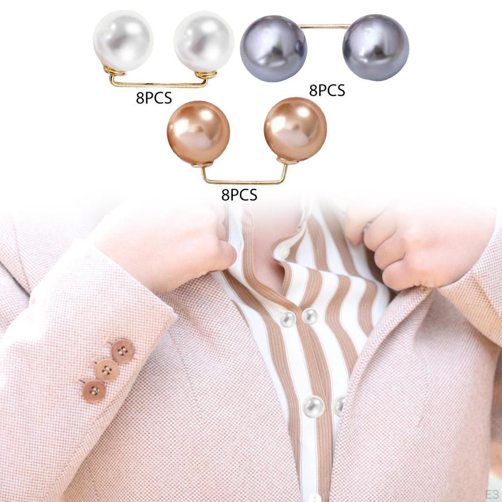 8 Pieces Artificial Pearl Brooch Pins Fashion Decoration for Girls Clothing
