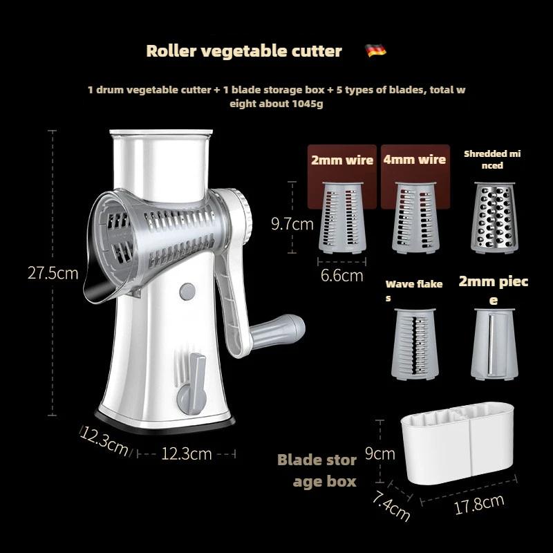Овощерезка и слайсер Ручная кухонная машина для измельчения сыра с 5 острыми барабанами Многофункциональная измельчитель чеснока и картофеля