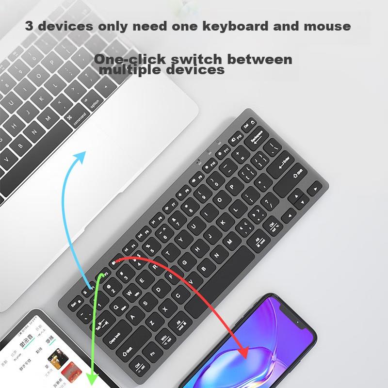 B.O.W HD098C Ultra-Thin Portable Silent Dual-Mode Keyboard, Wireless Bluetooth Keyboard, Black