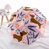 1pc Dachshund Floral Automatic Folding Umbrella - Compact 8-Rib Design, Durable Plastic & Iron, Lightweight for Outdoor Daily Use082