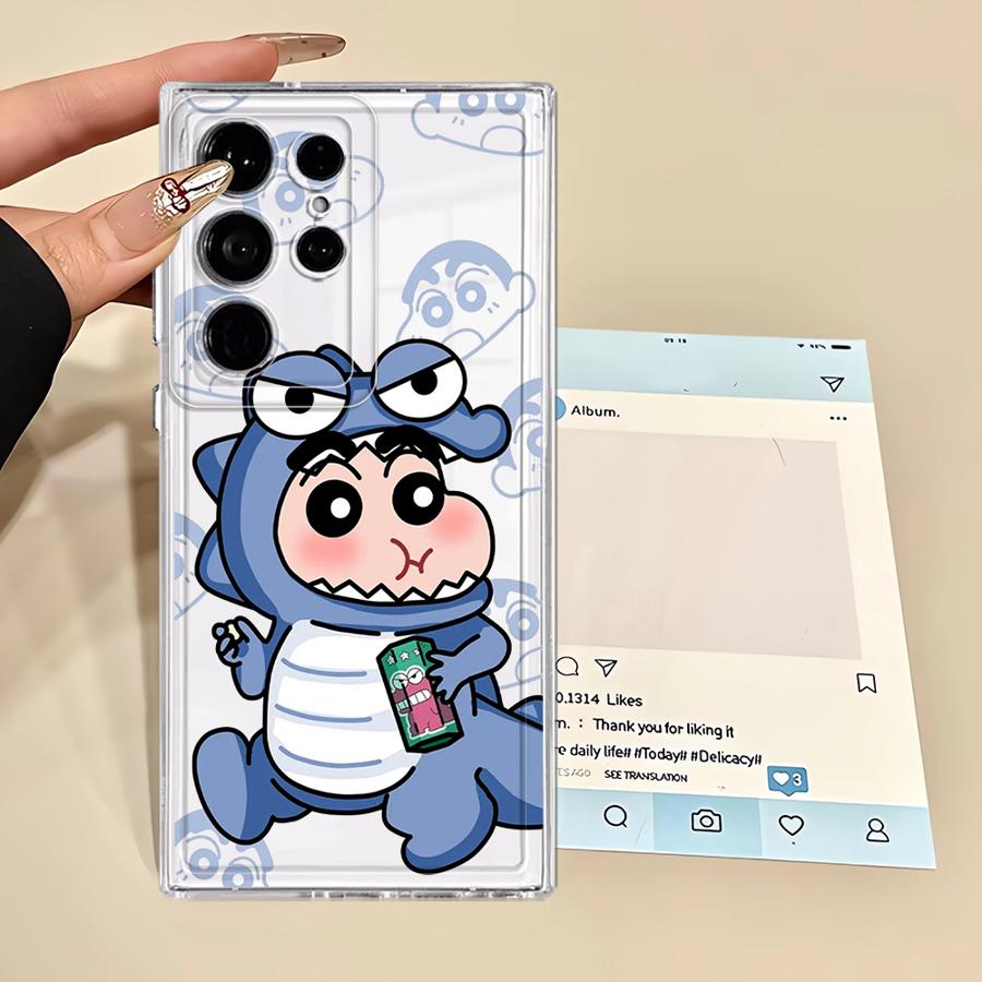 Case for Samsung Galaxy S25 Edge S20 Plus S26 S24 S21 S22 FE Note 20 Ultra 10 S23 Ultra Phone Cover Cartoon Crayons Shinchan