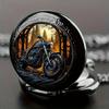 Vintage Black Motorcycle Quartz Pocket Watch, Necklace Pendant With World Time Feature, Ideal Gift For Men & Women and Kids