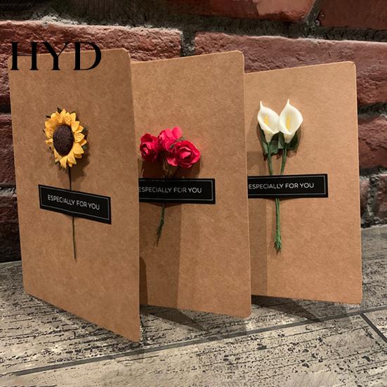 Surprise Opening Card Artificial Flower Greeting with Envelope Creative Birthday Thanksgiving Mothers Day Unique Gift for Loved Ones Wedding