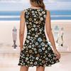 Ladies Casual Fashion V-Neck Sleeveless  Print Dress