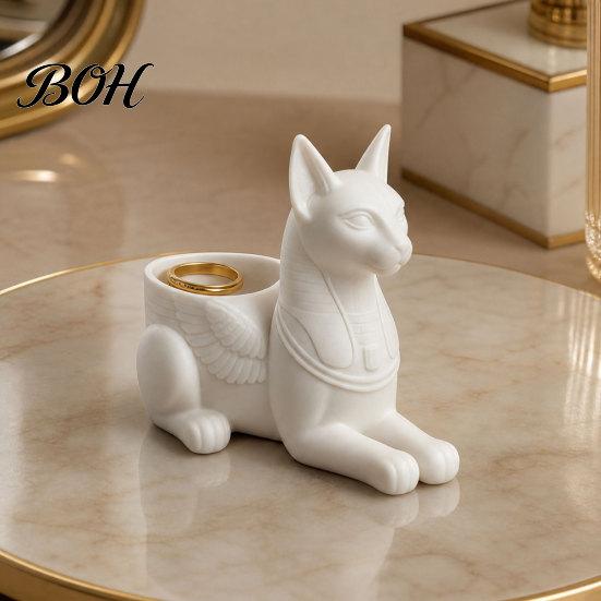 Detailed Cat Figurine Gift Egyptian Statue, 3D Printed Bastet with Storage, God Statue Mythical Creature Desk Organizer for Home Office, Collectible