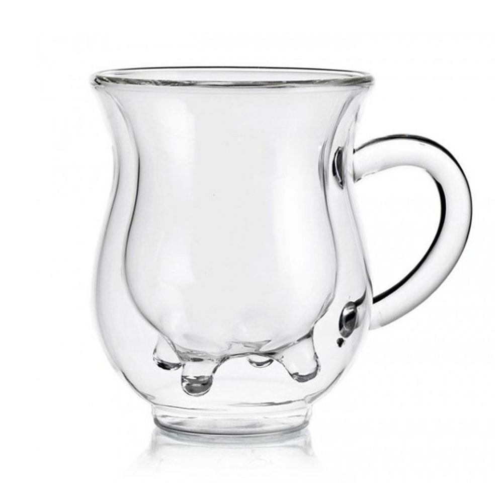 Симпатичная стеклянная чашка для молока с двойным остеклением. Выдувная кофейная чашка ручной работы. Инновационные кружки для кофе и чая. Стакан 250 мл.