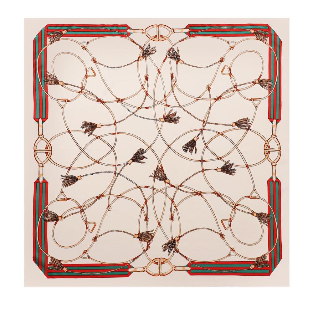 Весенне-летний новый сто-цепной шарф 90*90, большой квадратный шарф, шелковый шарф, женский классический шарф с принтом в стиле ретро, ​​платок на голову