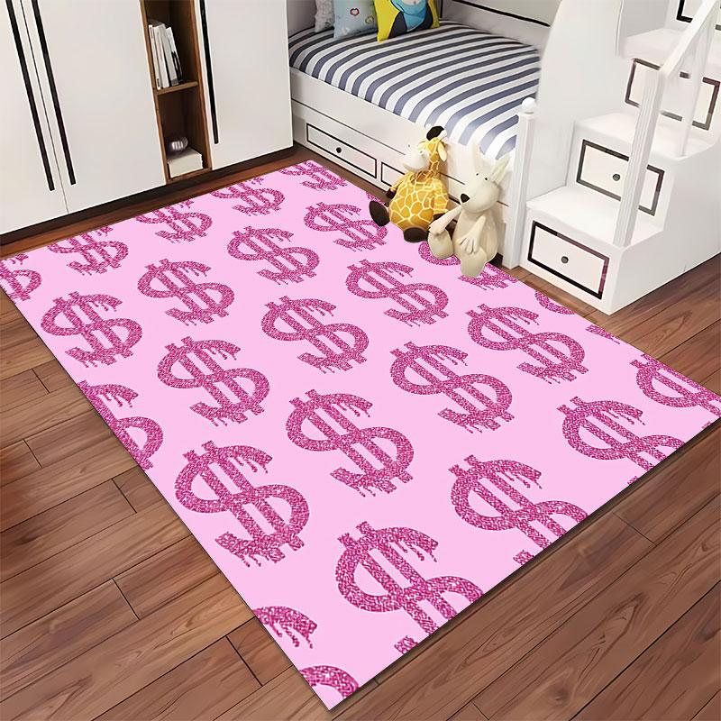 Pink Glitter Dollar Sign Pattern suitable as a non-slip mat for the living room or bedroom sofa