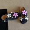 Sheepskin Version~ Niche Design Removable Flower Buckle Birkenmuller Shoes Women's Retro Rivets Thick-soled Bag Head Slippers