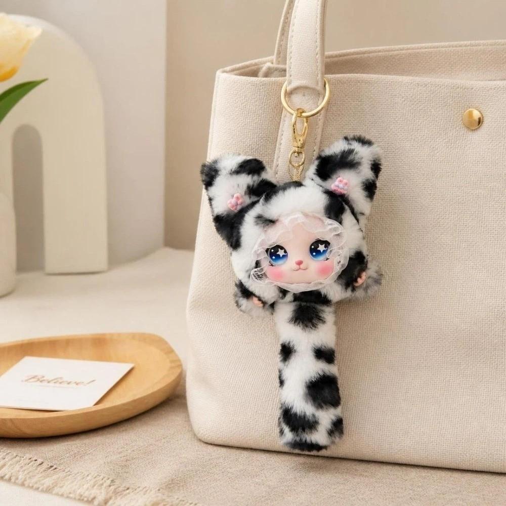Long Tail Plush Cat Keychain Hanging Decoration Bag Charms Delicate Cat Plush Toy Bag