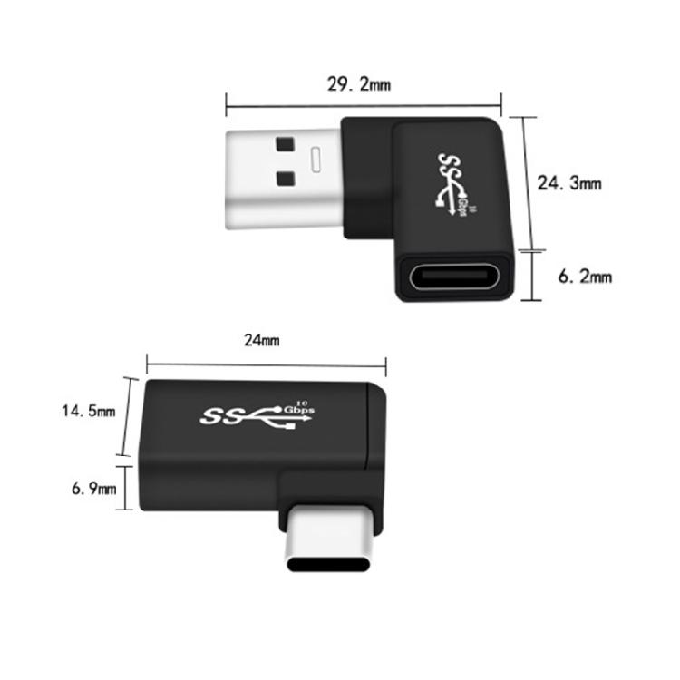 1 пара USB C на USB 3.0 адаптер, разъемы Type C под углом 90 градусов для подключения устройств и зарядки