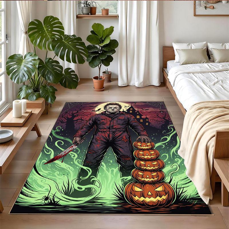 Crystal Velvet Rug Soft Non Slip Indoor Floor Mat Home DecorHalloween Michael Myers