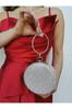 Women's Stylish and Useful Evening Dress Bag Women's Evening Dress Clutch Portfolio Bag with Round Silver Stone Bracelet Accessories