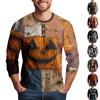 Men's Halloween Printed Collar Three-Quarter Sleeve