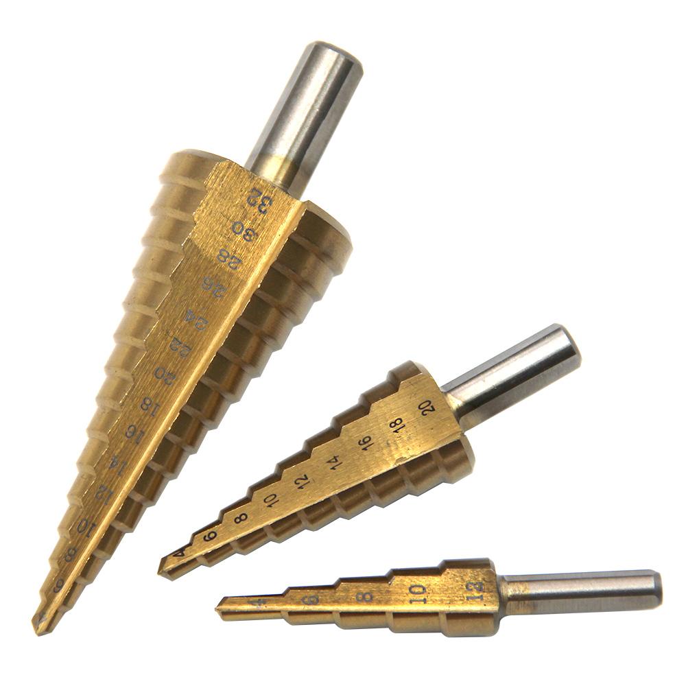 4-12/4-20/4-32mm triangular handle straight groove ladder drill 3/6/8 saw drill 6pc hole punching worker Assembly set