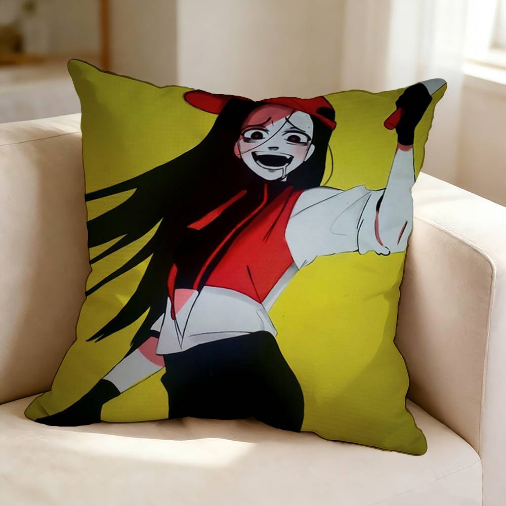 Horror Game MMeat Girl YYi Xi Singer Pillow Case Square DoubleSided Sofa Cushion Cover Bedroom Bedside Pillow