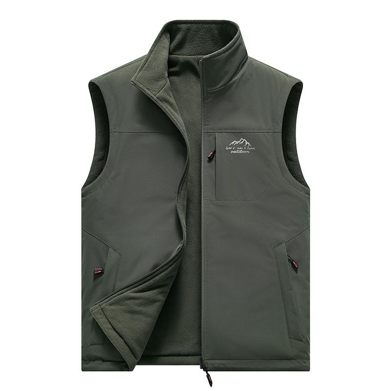 Men's Autumn and Winter Double-sided Stand Up Collar Vest with Loose Fit Vest