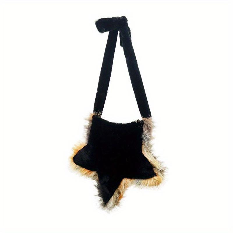 Новинка 2024 года, плюшевая сумка с пятиконечной звездой, меховая шерстяная сумка через плечо для женщин, осень и зима, для девушек, Ins Design, повседневная сумка-мессенджер