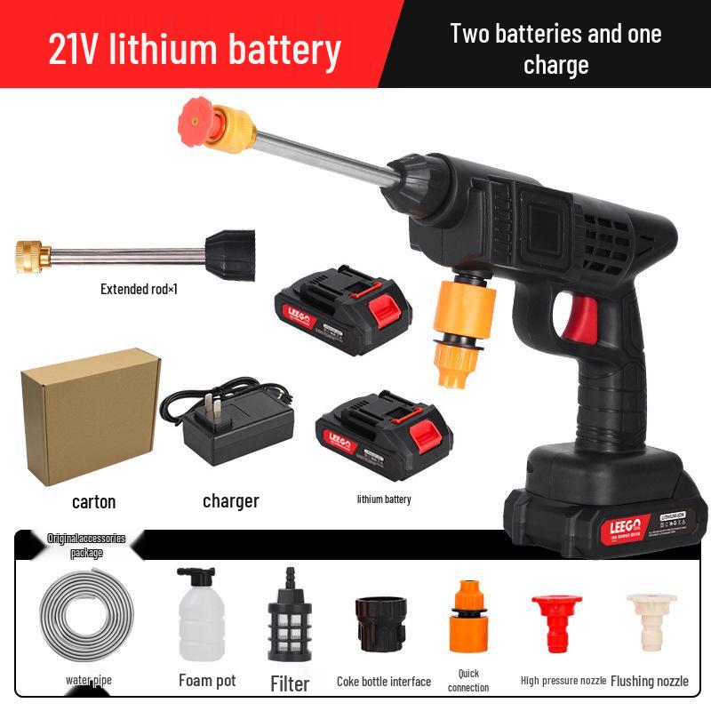 Беспроводная портативная автомойка высокого давления с литиевой батареей