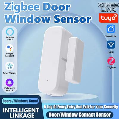 Умный датчик открытия/закрытия двери/окна Tuya ZigBee Беспроводной магнитный детектор сигнализации с удаленным мониторингом через приложение для системы домашней автоматизации безопасности