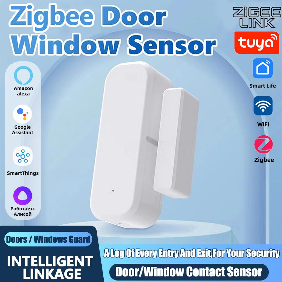 Умный датчик открытия/закрытия двери/окна Tuya ZigBee Беспроводной магнитный детектор сигнализации с удаленным мониторингом через приложение для системы домашней автоматизации безопасности