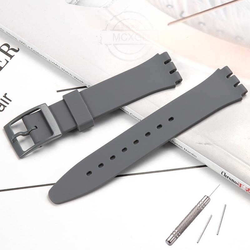 Силиконовый Ремешок Для Часов Swatch 17мм 19мм 20мм Пряжка-Штырек Водонепроницаемый Браслет Наручный Аксессуары Для Часов