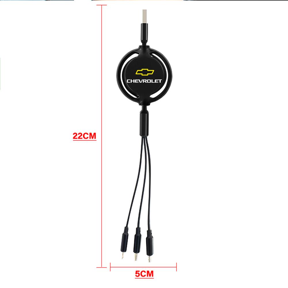 knuz4 Three-in-one Fast-charging Charging Cable IPhone Charger USB Data Cable For Chevrolet Cruze Spark Captiva Suburban Camaro Malibu