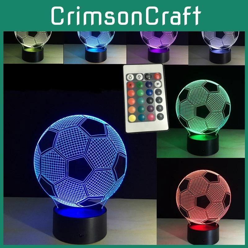 3d Led Night Light Football Desk Lamp Illuminating Lights 7 Color Gift Remote