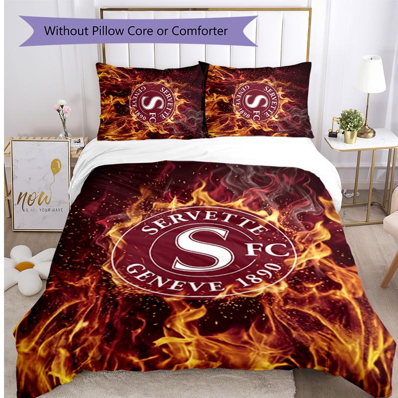 Servette FC Printed 3PCS Bedding Set Breathable Duvet Cover with Pillowcases Decorative Bed Linen for Bedroom Home