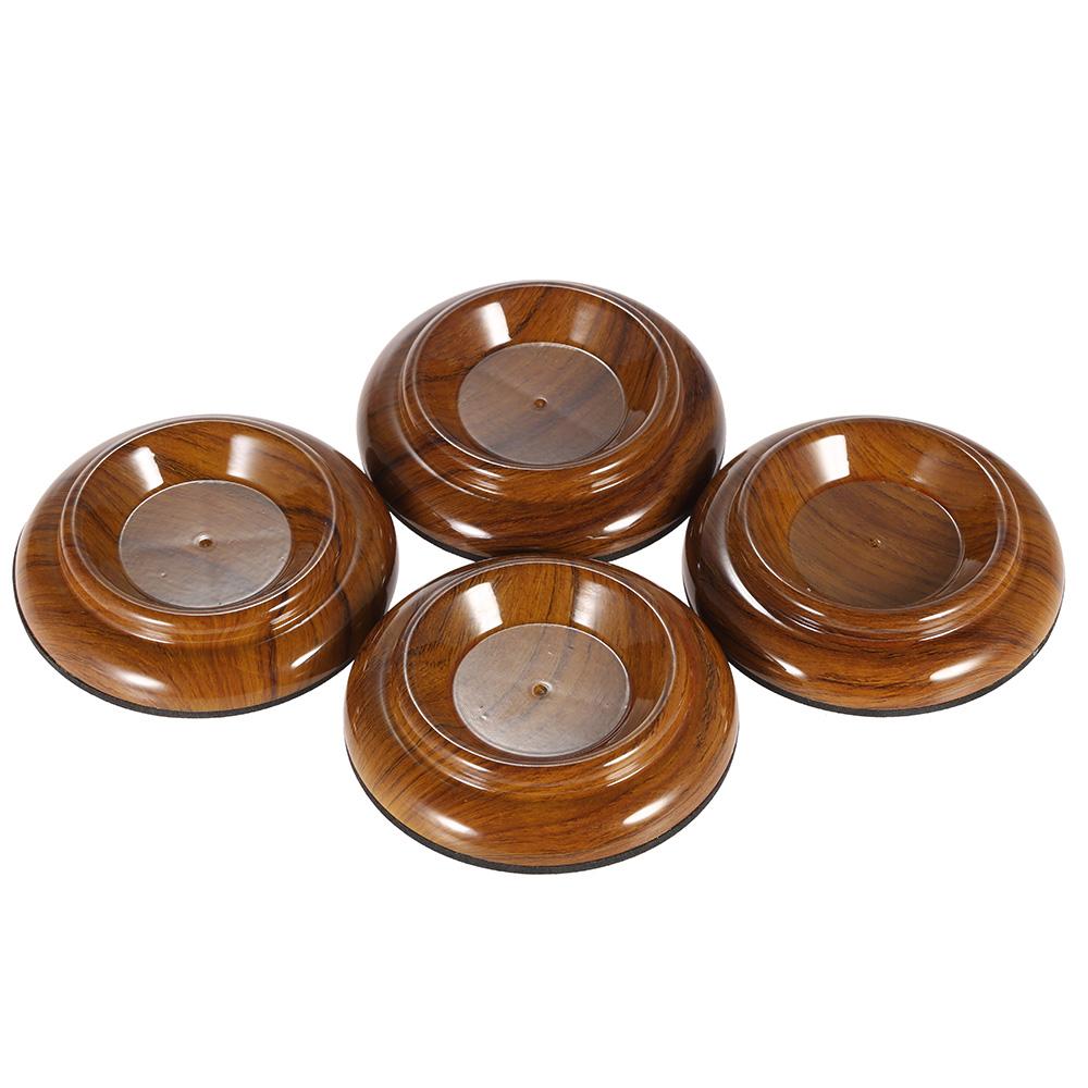 4 шт./компл. двойные круглые акриловые вертикальные чашки для фортепиано с узором из розового дерева и противоскользящим ковриком из ЭВА