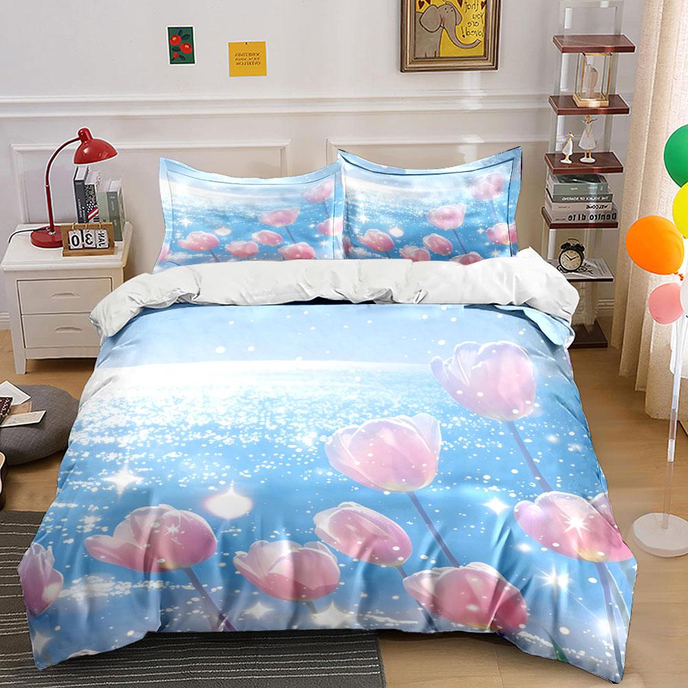 "Sunny Floral Set for Decor" kid's and adults' bedroom decor, Exquisite three-piece bedding set gift